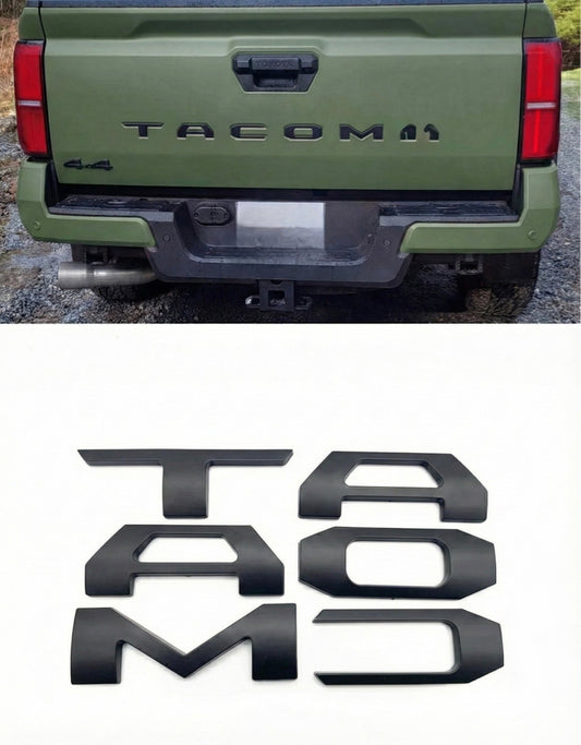 Matte Black Raised Tailgate Insert Letters Tailgate Letters Insert Plastic ABS Badge Fits 2024-2026 Tacoma