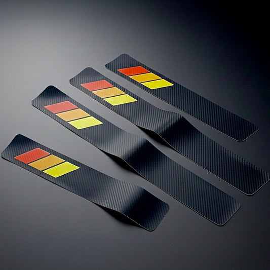 4Pcs-Tri-Color Carbon Fiber Car Door Sill Protector (Universal Fit)
